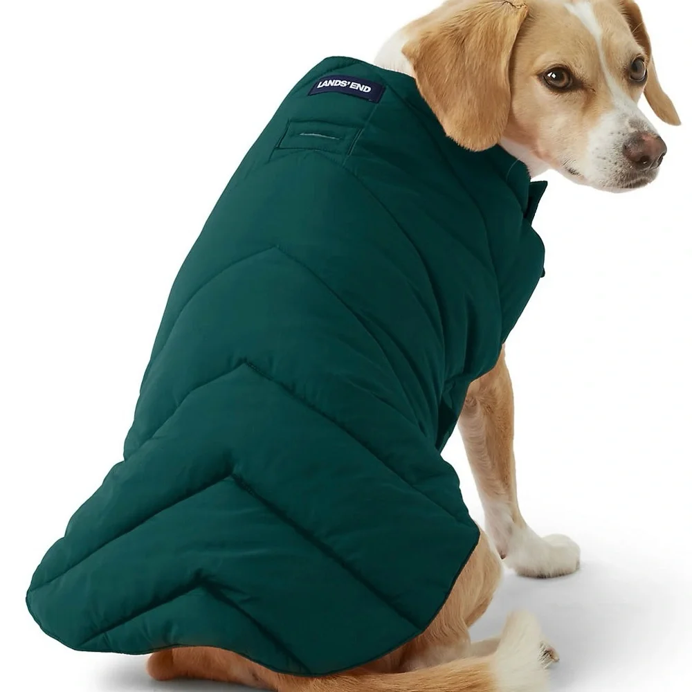 3/$25 Lands' End Dark Green Dog Puffer Jacket